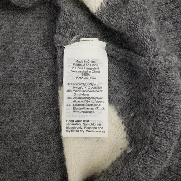 Madewell XXS Alpaca Blend Sweater Heather Gray White Hearts Top Wool Womens - Picture 11 of 13